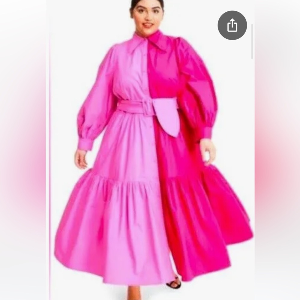 Christopher John Rogers Pink Color Block Maxi Dress